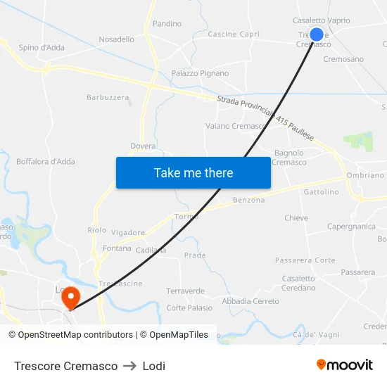 Trescore Cremasco to Lodi map