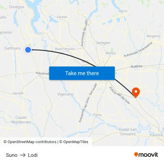 Suno to Lodi map