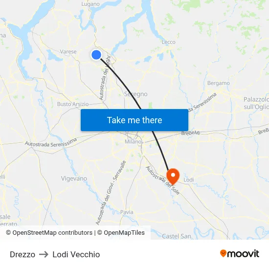 Drezzo to Lodi Vecchio map