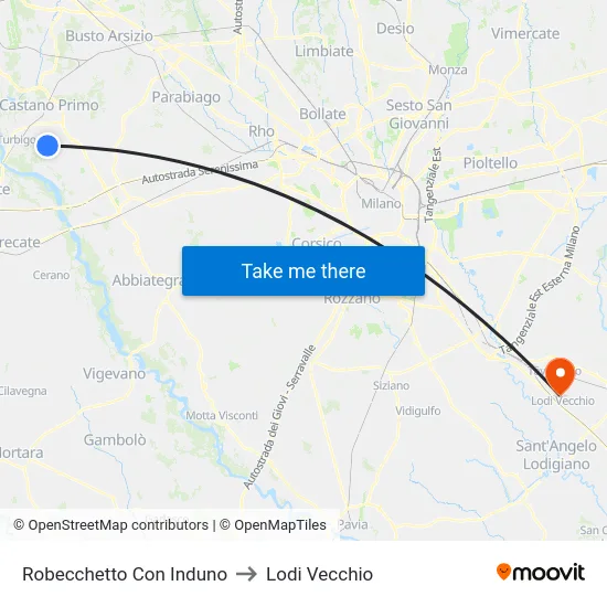 Robecchetto Con Induno to Lodi Vecchio map