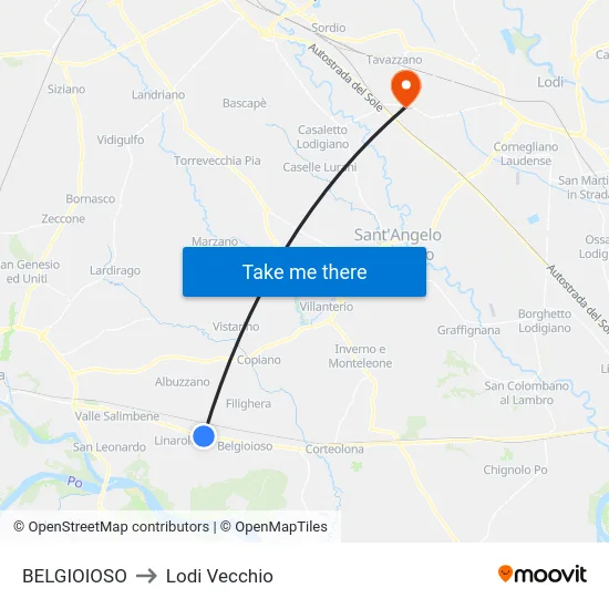 BELGIOIOSO to Lodi Vecchio map