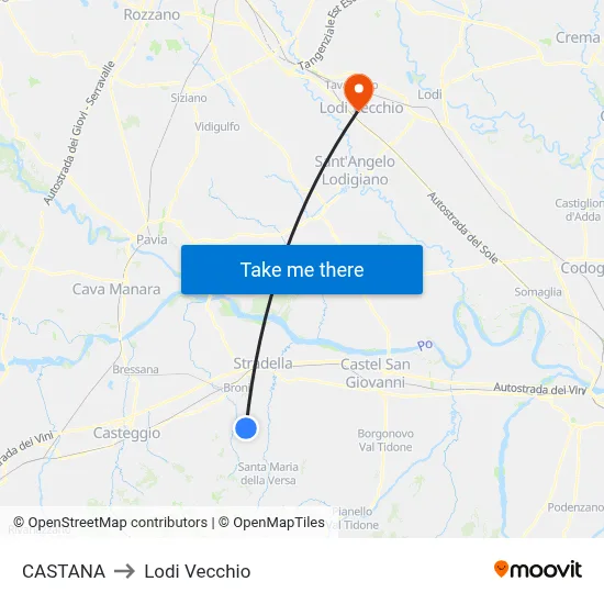 Castana to Lodi Vecchio map