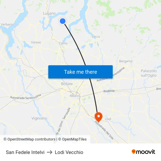 San Fedele Intelvi to Lodi Vecchio map