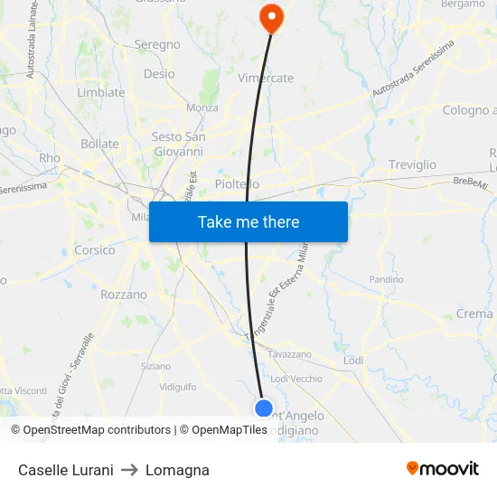 Caselle Lurani to Lomagna map