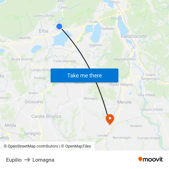 Eupilio to Lomagna map
