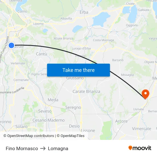 Fino Mornasco to Lomagna map