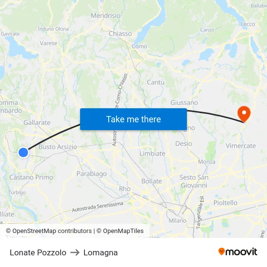 Lonate Pozzolo to Lomagna map