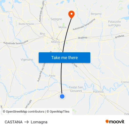 Castana to Lomagna map