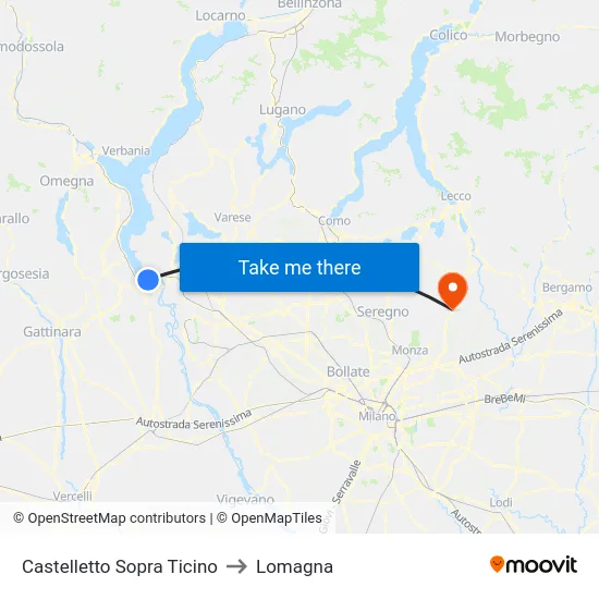 Castelletto Above Ticino to Lomagna map