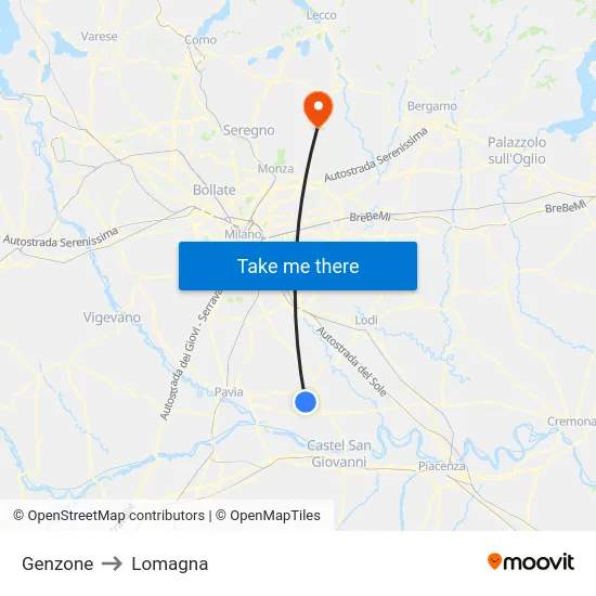 Genzone to Lomagna map