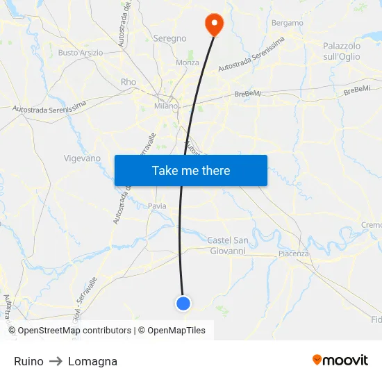 Ruino to Lomagna map