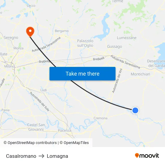 Casalromano to Lomagna map