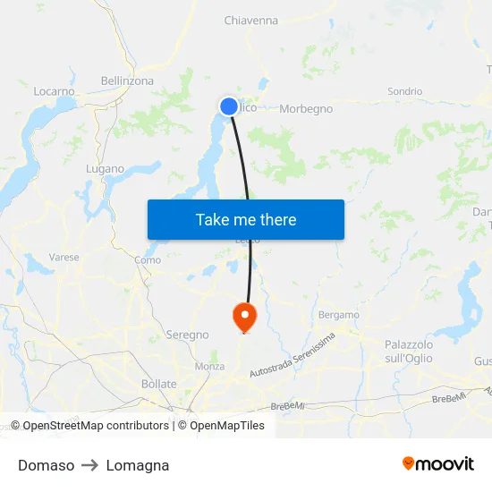 Domaso to Lomagna map