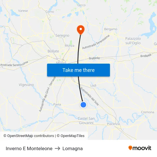 Inverno e Monteleone to Lomagna map
