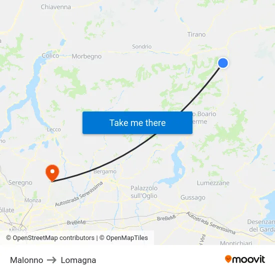 Malonno to Lomagna map