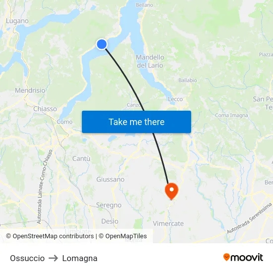 Ossuccio to Lomagna map
