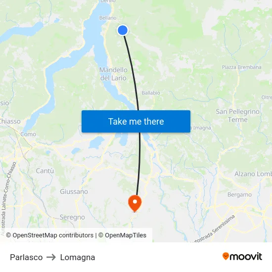 Parlasco to Lomagna map