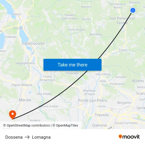 Dossena to Lomagna map