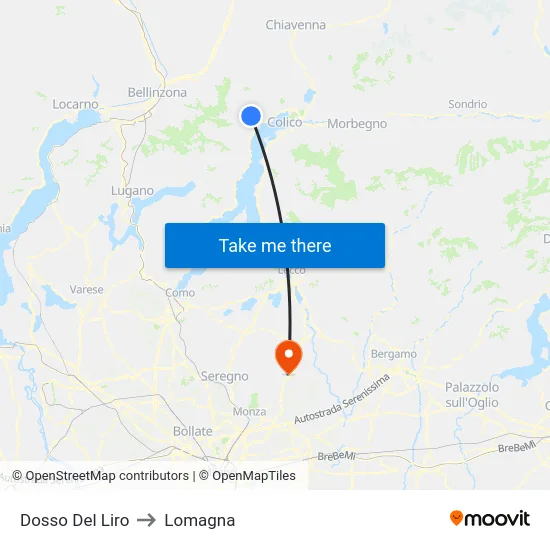 Dosso Del Liro to Lomagna map