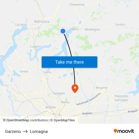 Garzeno to Lomagna map