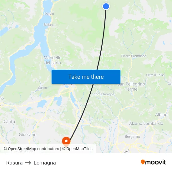 Rasura to Lomagna map