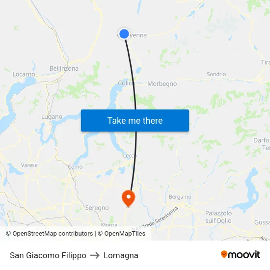 San Giacomo Filippo to Lomagna map