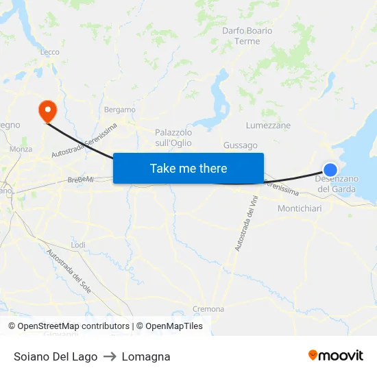 Soiano del Lago to Lomagna map