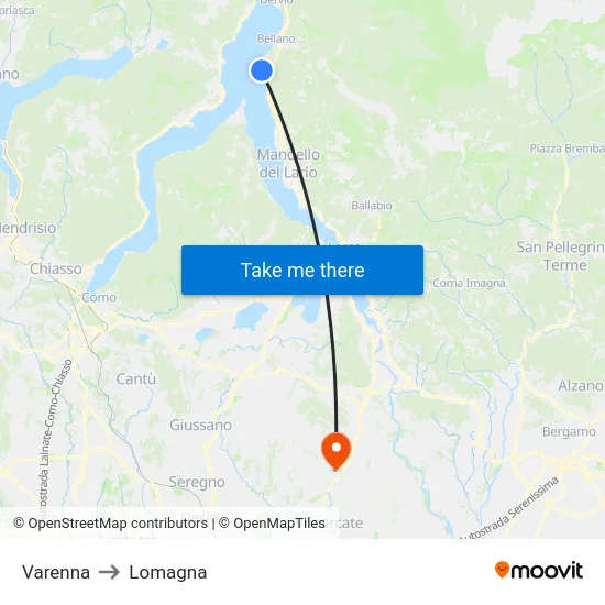 Varenna to Lomagna map