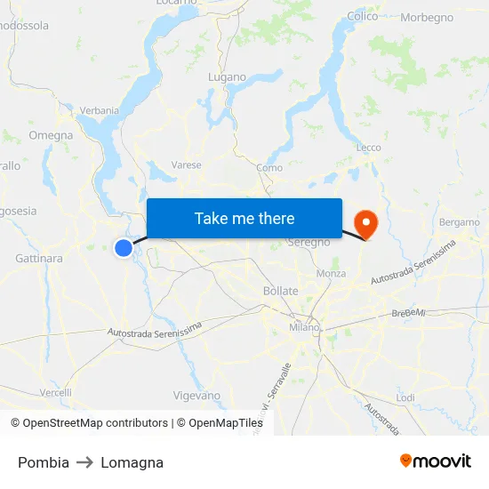 Pombia to Lomagna map