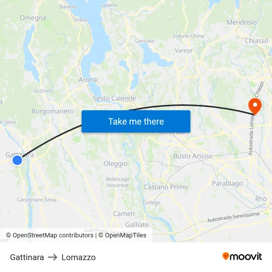 Gattinara to Lomazzo map