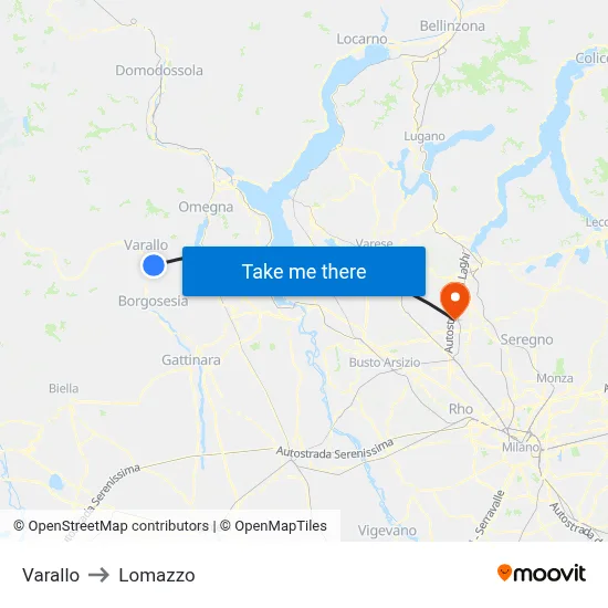 Varallo to Lomazzo map