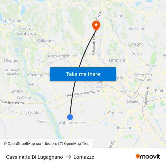 Cassinetta Di Lugagnano to Lomazzo map