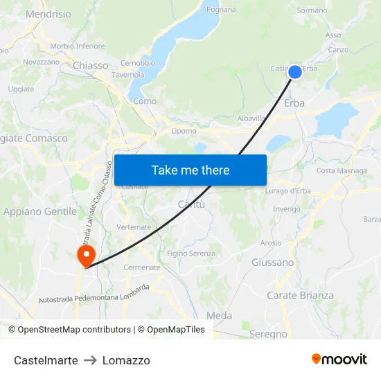 Castelmarte to Lomazzo map