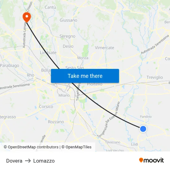 Dovera to Lomazzo map