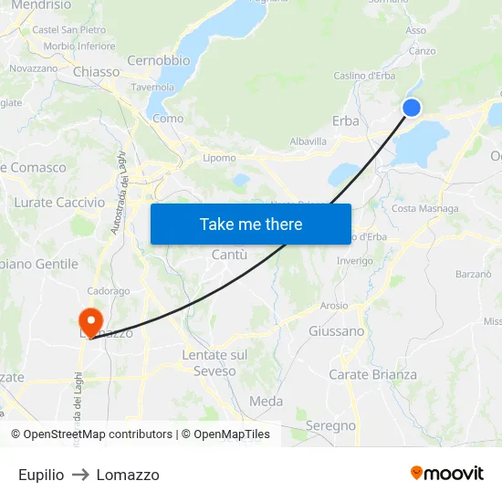 Eupilio to Lomazzo map