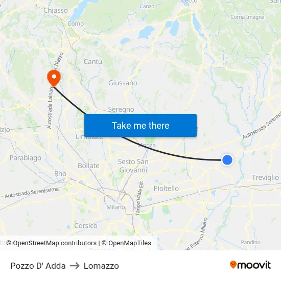 Pozzo D' Adda to Lomazzo map