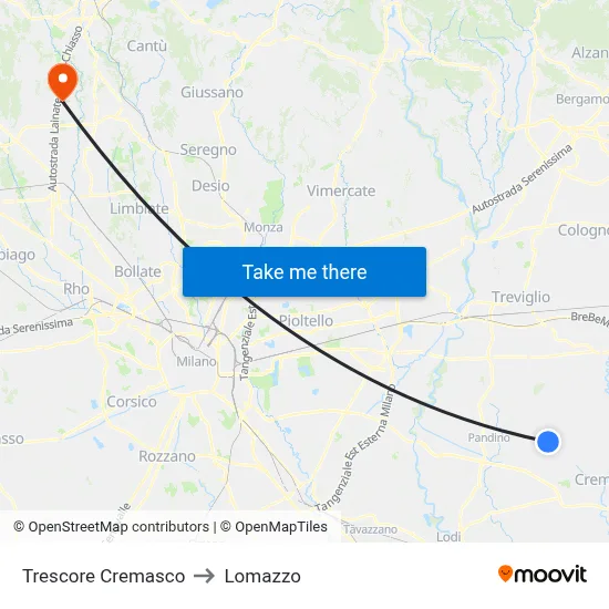 Trescore Cremasco to Lomazzo map