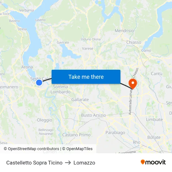 Castelletto Above Ticino to Lomazzo map