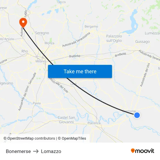 Bonemerse to Lomazzo map