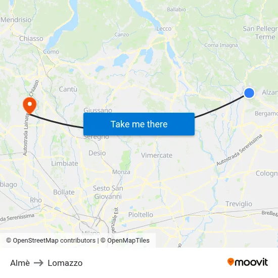 Almè to Lomazzo map