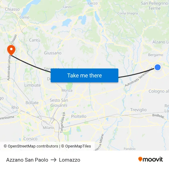 Azzano San Paolo to Lomazzo map