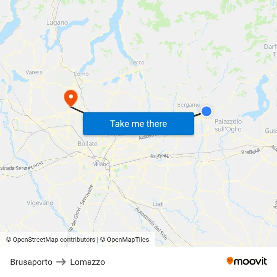Brusaporto to Lomazzo map