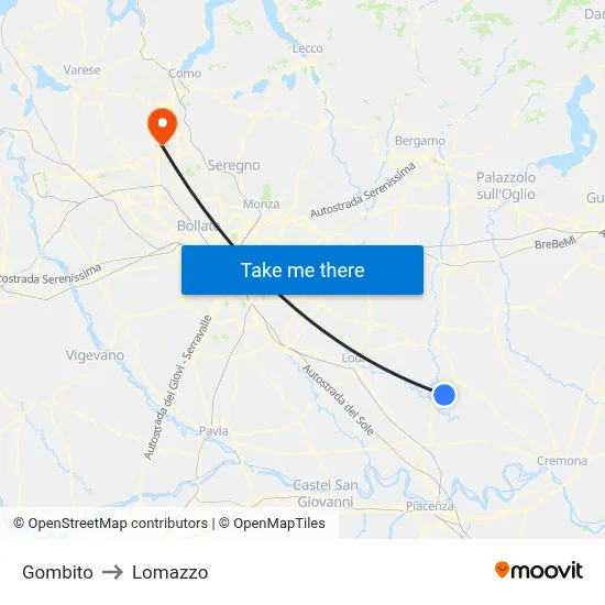 Gombito to Lomazzo map