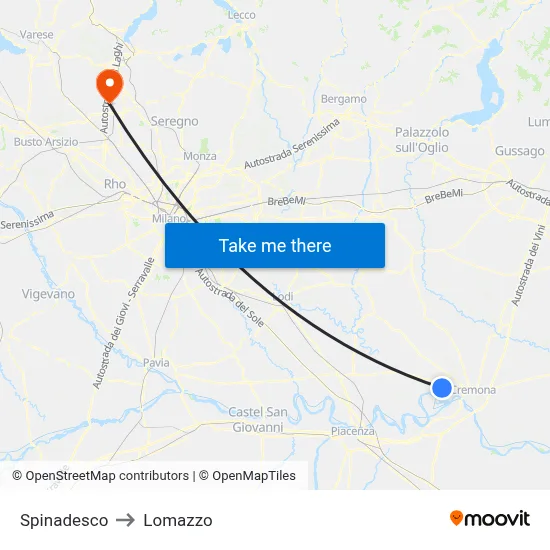 Spinadesco to Lomazzo map