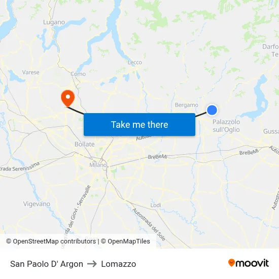 San Paolo d'Argon to Lomazzo map