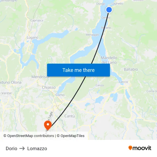 Dorio to Lomazzo map