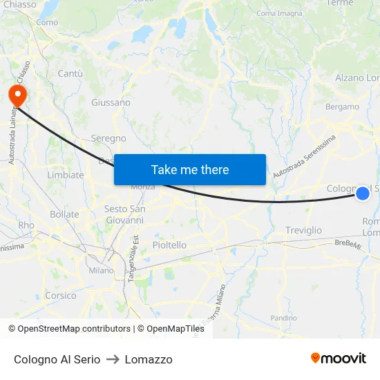 Cologno Al Serio to Lomazzo map