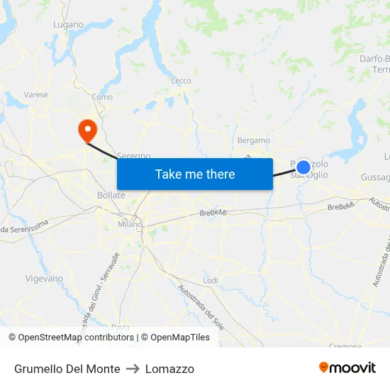 Grumello Del Monte to Lomazzo map