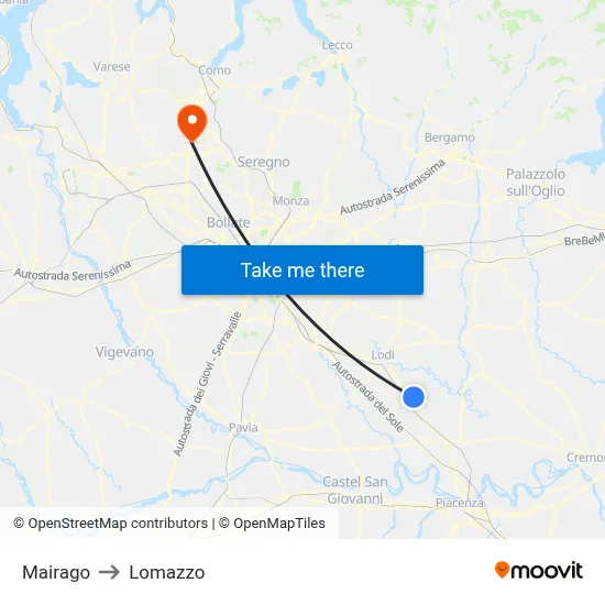 Mairago to Lomazzo map
