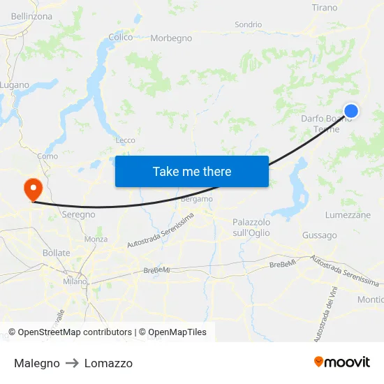 Malegno to Lomazzo map